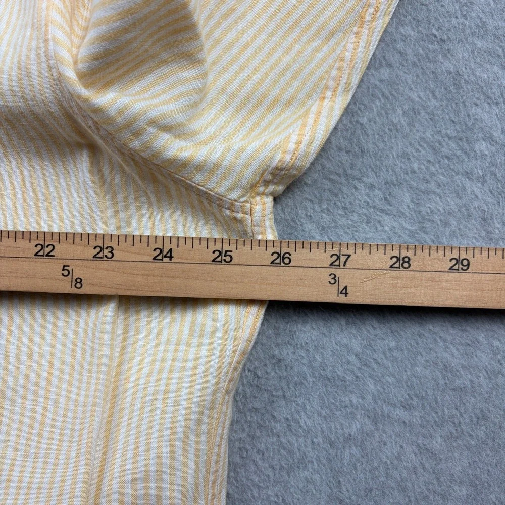 Banana Republic Shirt Mens XL Yellow University Stripe 100% Linen Button Up Y2K